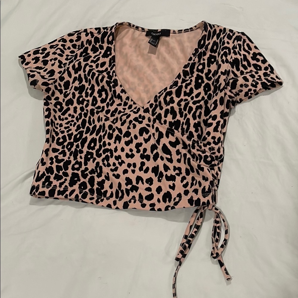 Leopard Print Wrap Top